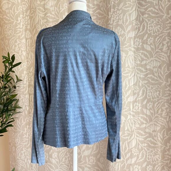 NWT Lena Gabrielle Blue Snake Print Drape Lapel Blazer Fairycore Jacket Size 12 - Picture 5 of 7